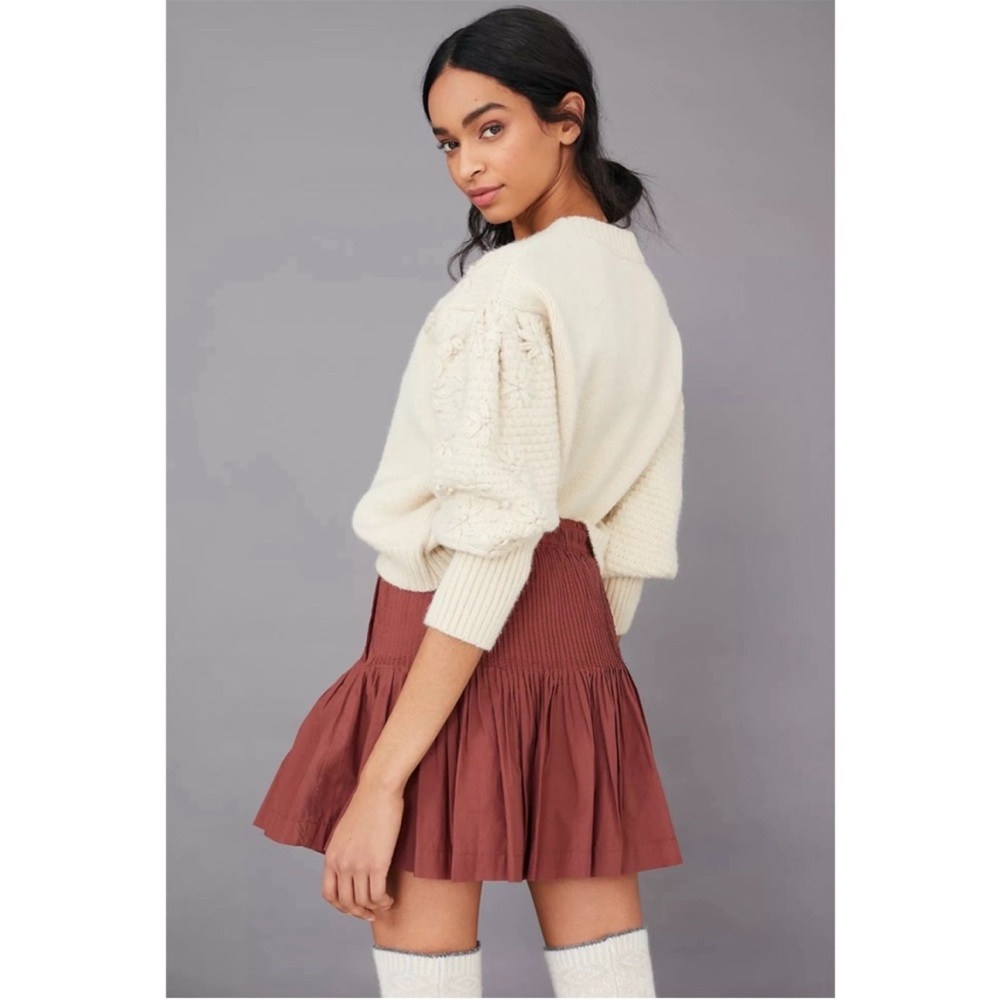 Anthropologie Eula Pintucked Mini Skirt M